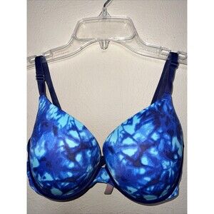 Pink By Victoria Secret 32DD Blue Tie Die Wear Everywhere Push Up Bra Very Sexy